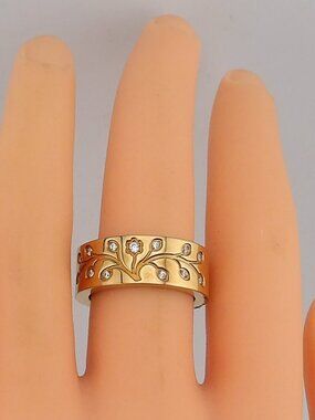 Steel by Design 18K Plated Cubic Zirconia Tree of Life Ring